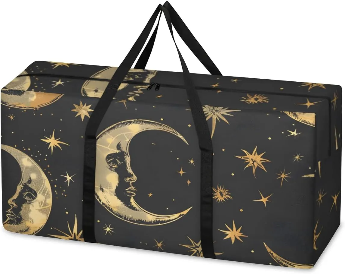 Extra Large Moving Bags with Zippers & Carrying Handles Heavy-Duty Storage Tote for Space Saving Moon Star