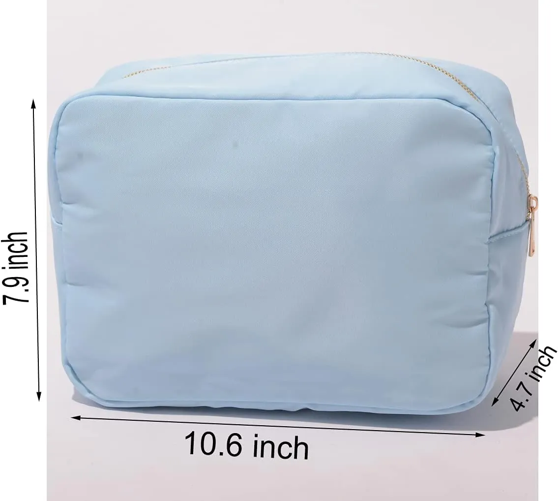 Extral Large Cosmetic Bag Makeup Pouch Bag Case Nylon Travel Set (Blue,XL)