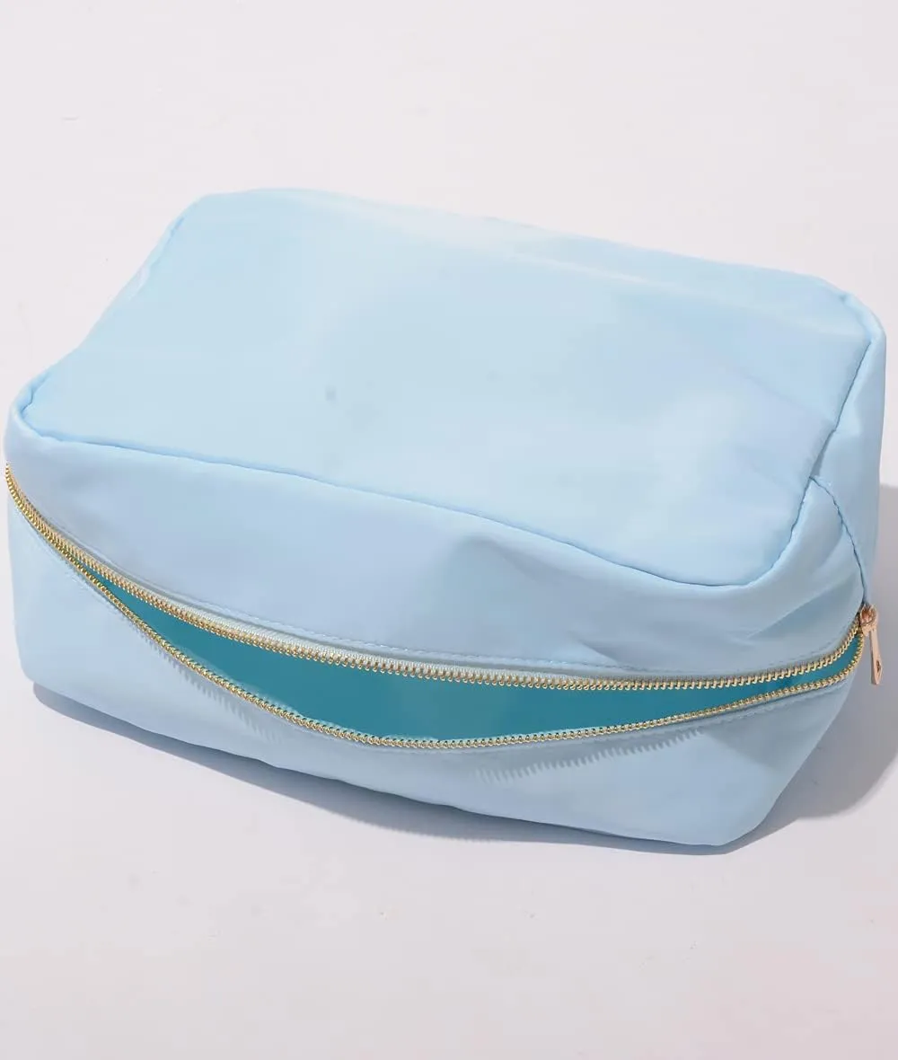 Extral Large Cosmetic Bag Makeup Pouch Bag Case Nylon Travel Set (Blue,XL)