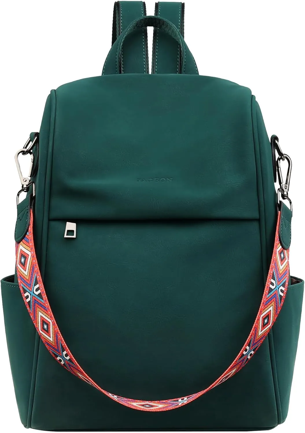 FADEON Anti Theft Backpack for Women Faux Leather Backpack Purse, Back Opening Medium Backpacks Fashion Work Bag Suede Green