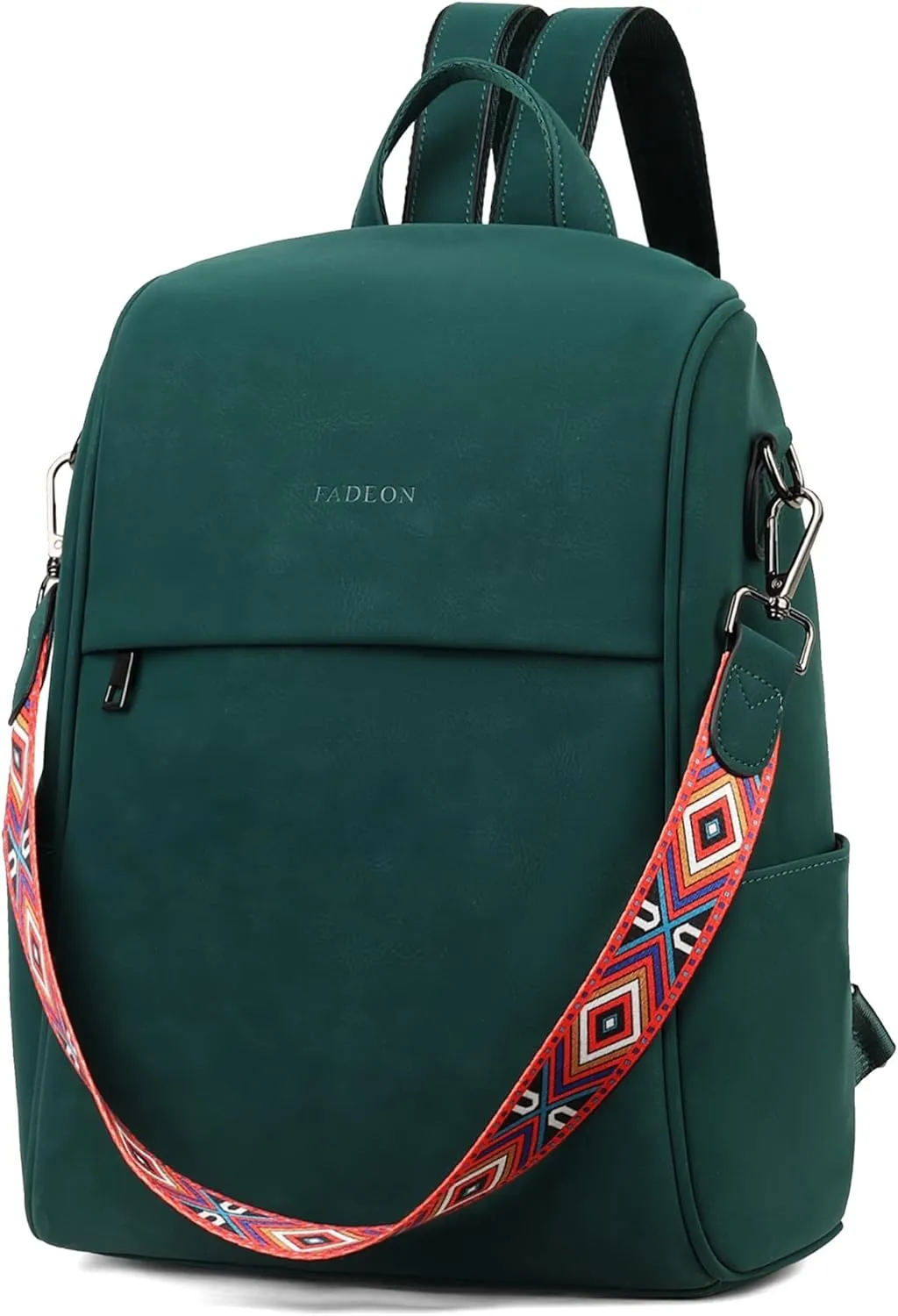 FADEON Anti Theft Backpack for Women Faux Leather Backpack Purse, Back Opening Medium Backpacks Fashion Work Bag Suede Green