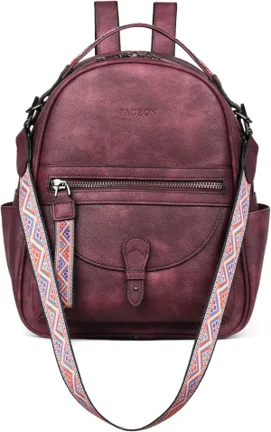 FADEON Mini Backpack Purse for Women, Designer Leather Cute Roomly Backpacks, Daily Ladies Shoulder Backpack Fashion Handbag