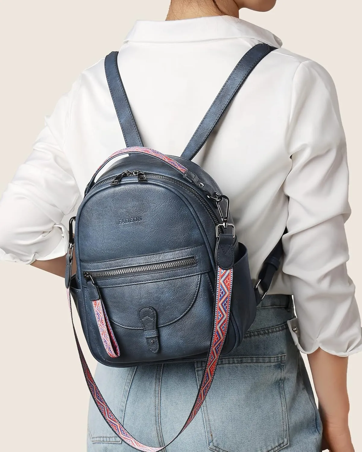 FADEON Mini Backpack Purse for Women, Designer Leather Cute Roomly Backpacks, Daily Ladies Shoulder Backpack Fashion Handbag