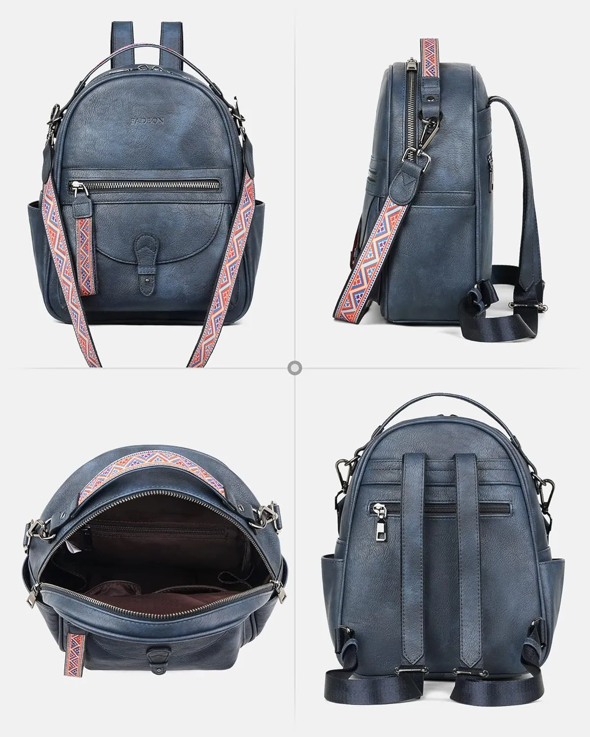 FADEON Mini Backpack Purse for Women, Designer Leather Cute Roomly Backpacks, Daily Ladies Shoulder Backpack Fashion Handbag