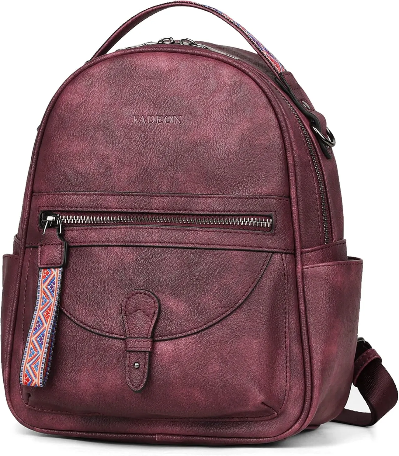 FADEON Mini Backpack Purse for Women, Designer Leather Cute Roomly Backpacks, Daily Ladies Shoulder Backpack Fashion Handbag