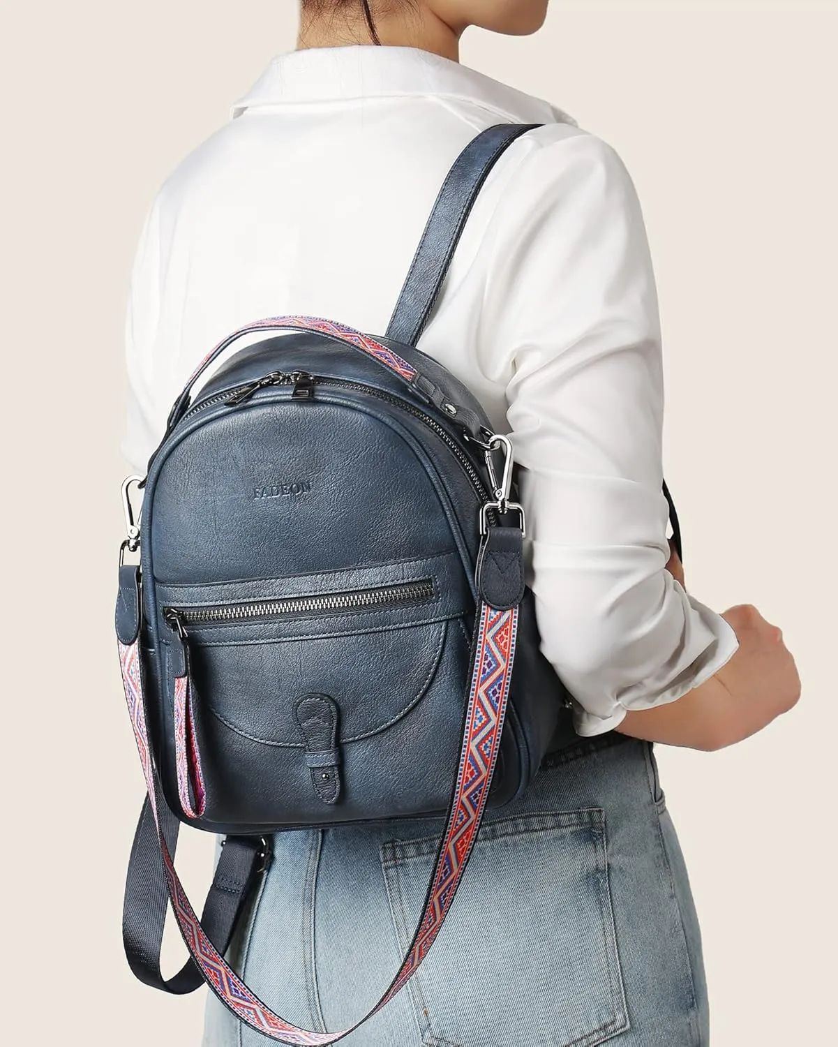 FADEON Mini Backpack Purse for Women, Designer Leather Cute Roomly Backpacks, Daily Ladies Shoulder Backpack Fashion Handbag