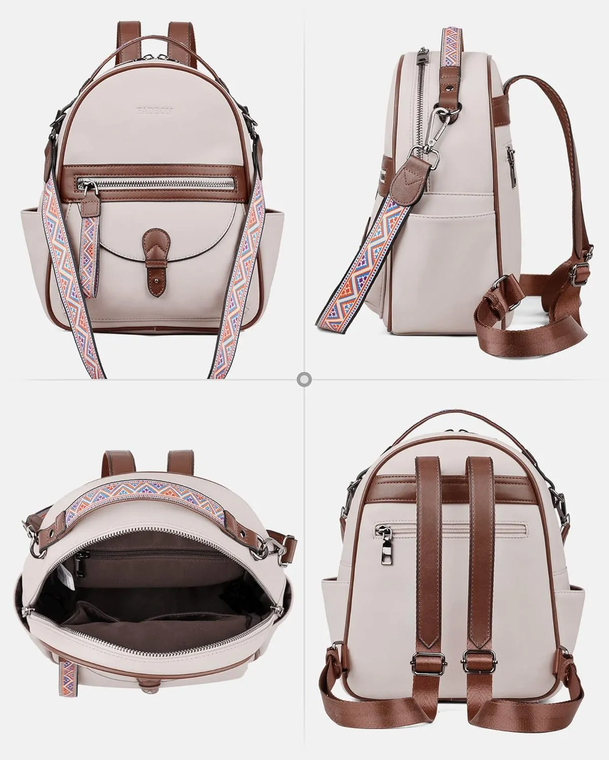 FADEON Mini Backpack Purse for Women, Designer Leather Cute Roomly Small Backpacks, Ladies Shoulder Backpack Fashion Handbag