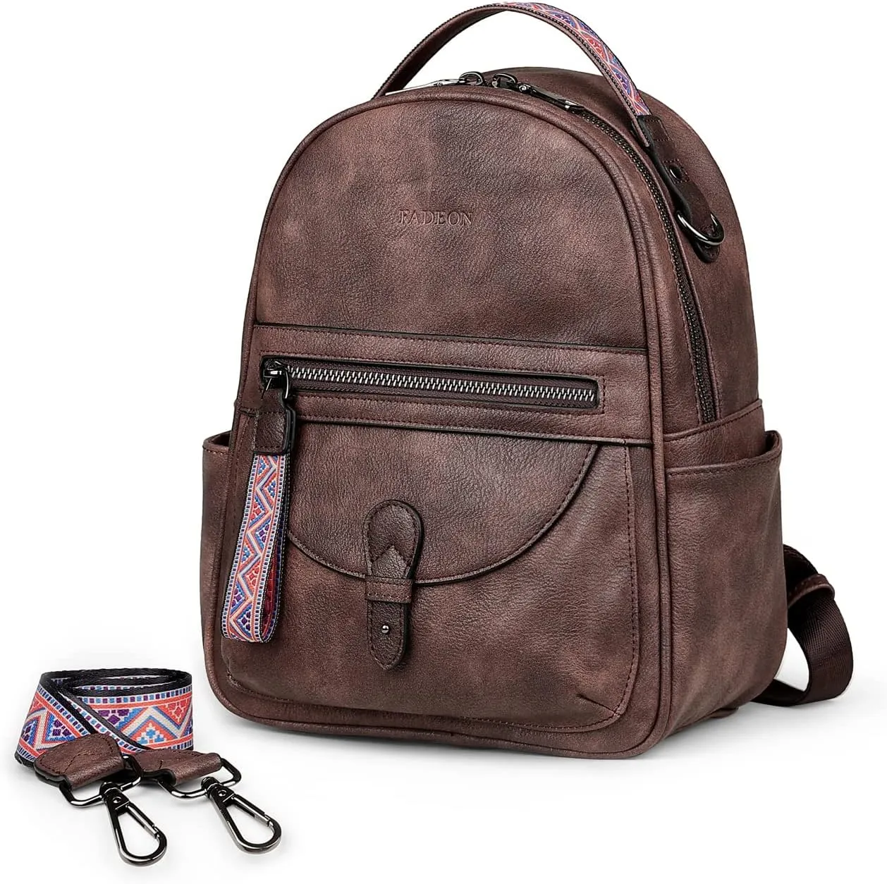 FADEON Mini Backpack Purse for Women, Designer Leather Cute Roomly Small Backpacks, Ladies Shoulder Backpack Fashion Handbag