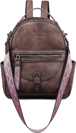 FADEON Mini Backpack Purse for Women, Designer Leather Cute Roomly Small Backpacks, Ladies Shoulder Backpack Fashion Handbag