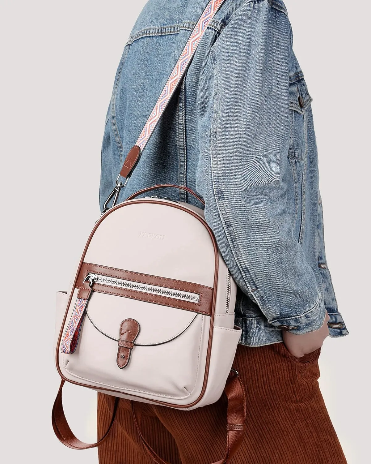 FADEON Mini Backpack Purse for Women, Designer Leather Cute Roomly Small Backpacks, Ladies Shoulder Backpack Fashion Handbag