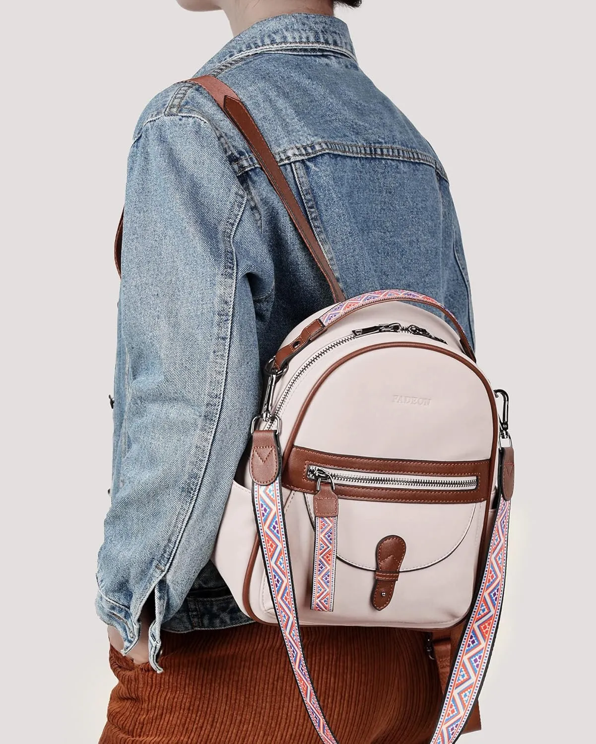 FADEON Mini Backpack Purse for Women, Designer Leather Cute Roomly Small Backpacks, Ladies Shoulder Backpack Fashion Handbag