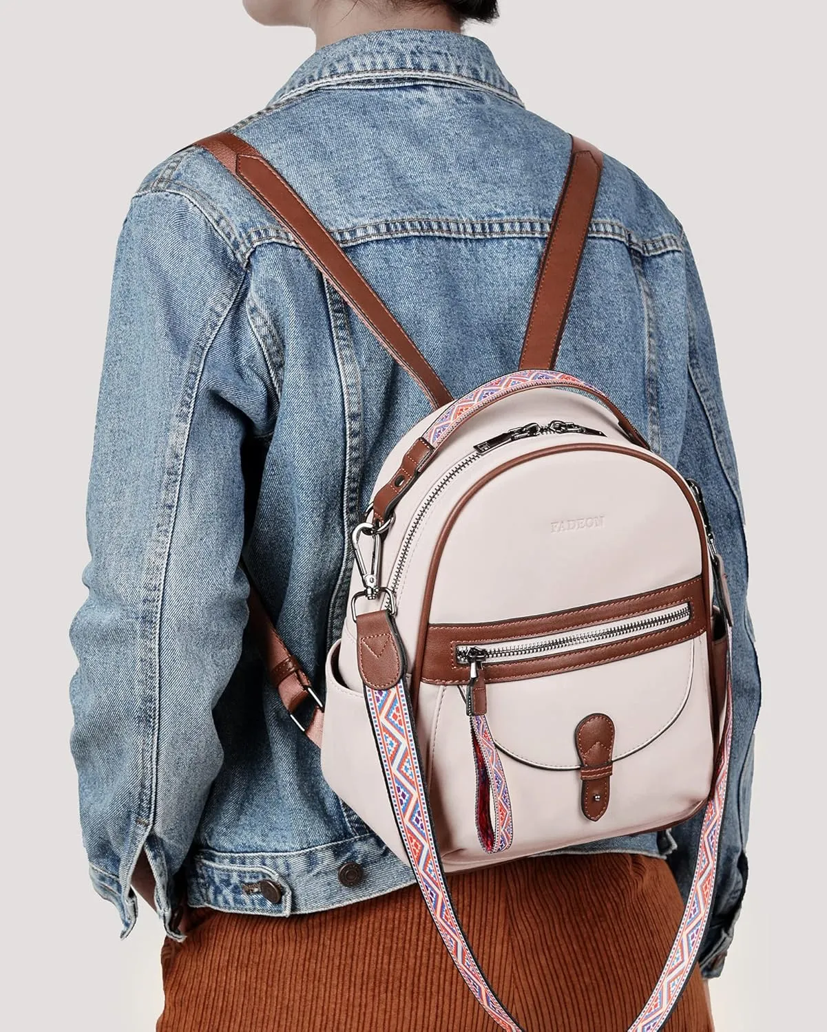 FADEON Mini Backpack Purse for Women, Designer Leather Cute Roomly Small Backpacks, Ladies Shoulder Backpack Fashion Handbag