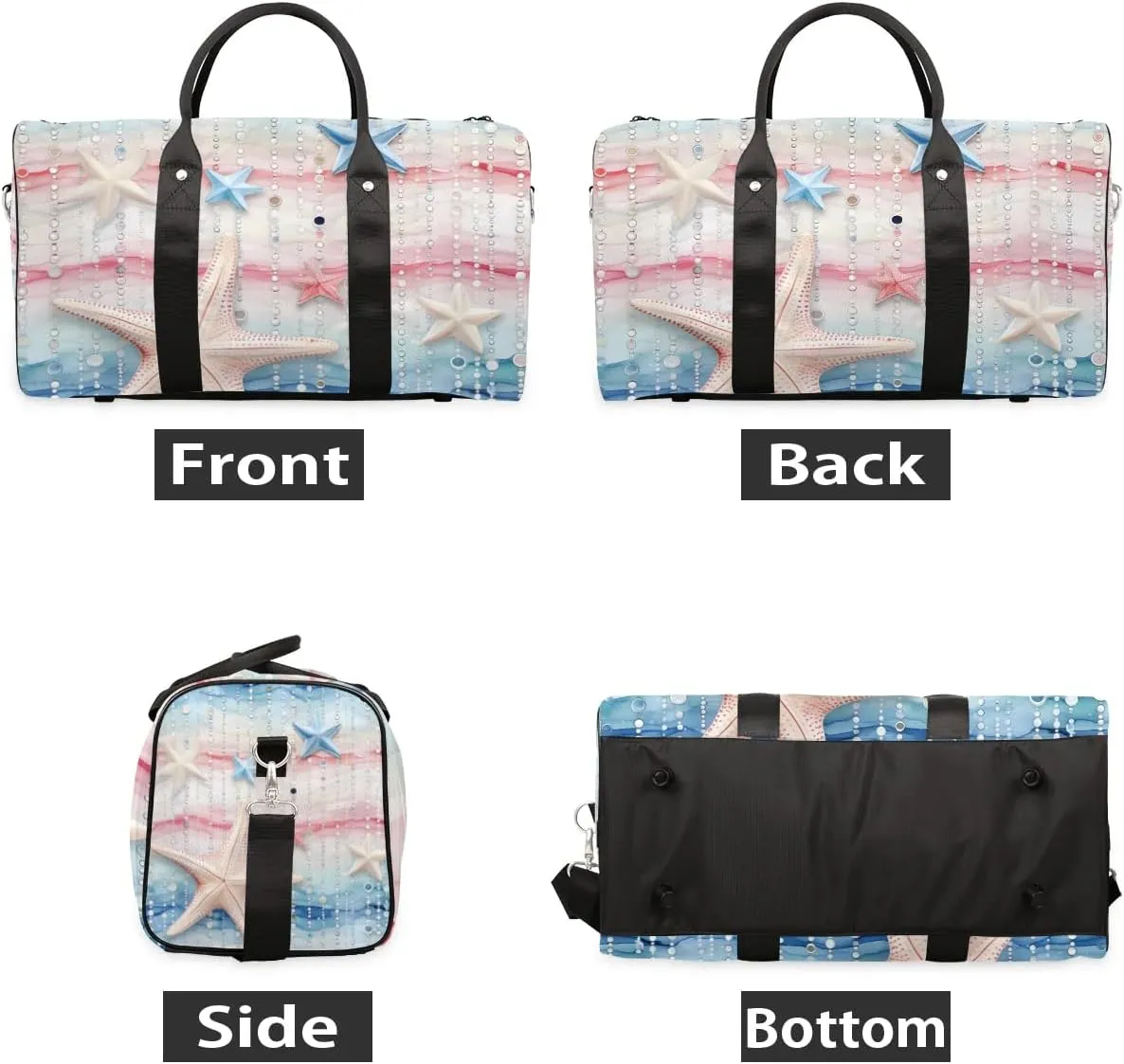 Fairy Starfish Foldable Lightweight Duffle Bag for Travel - Waterproof Carry On Bags for Airplanes, Travel Duffel Bags for Gym, Weekend
