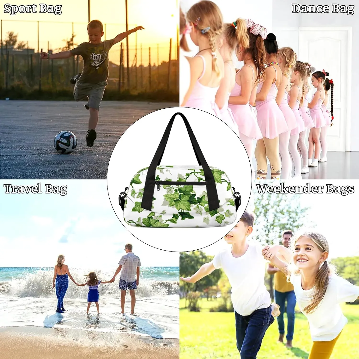 Fall Maple Leaf Kids Duffel Bag Lightweight Waterproof Sports Gym Bag with Front Zipper Pocket Foldable Weekender Overnight Bag for School Practice Gymnastic Ballet