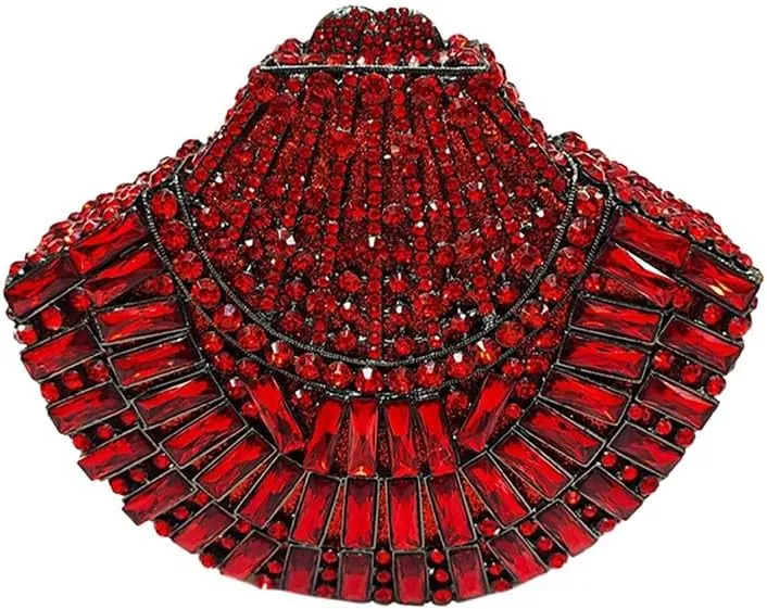 Fan Shell Gemstone Clutch Handbag Exquisite Celebration Party Rhinestone Evening Bag Formal Shoulder Purse for Women