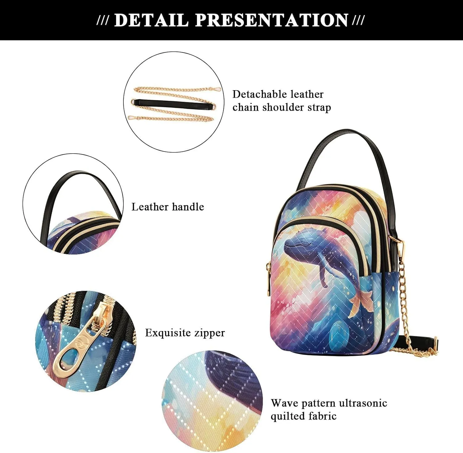 Fantasy Sea Of Clouds And Whale Women's Crossbody Sling Handbags, Womens Crossbody Travel Bag, Stylish Crossbody Bags
