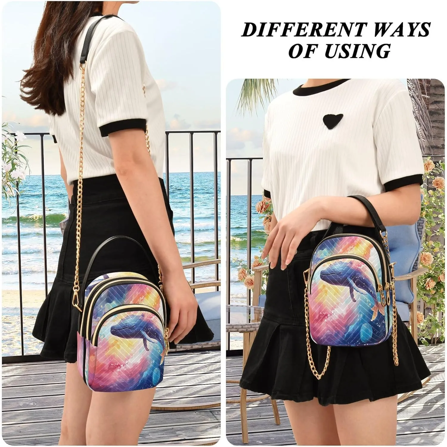 Fantasy Sea Of Clouds And Whale Women's Crossbody Sling Handbags, Womens Crossbody Travel Bag, Stylish Crossbody Bags