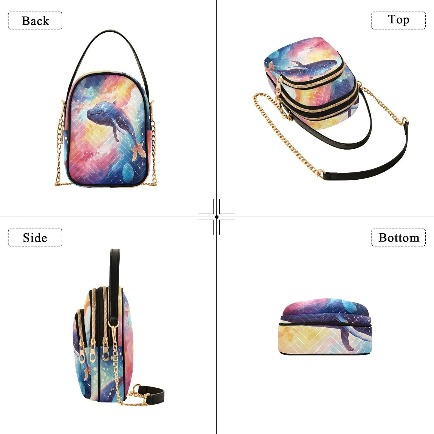 Fantasy Sea Of Clouds And Whale Women's Crossbody Sling Handbags, Womens Crossbody Travel Bag, Stylish Crossbody Bags