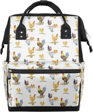 Farmhouse Roosters Diaper Bag Tote Large Capacity Waterproof with Adjustable Shoulder Strap and Pram Straps Mommy Bag for Hospital Beach Weekender Travel