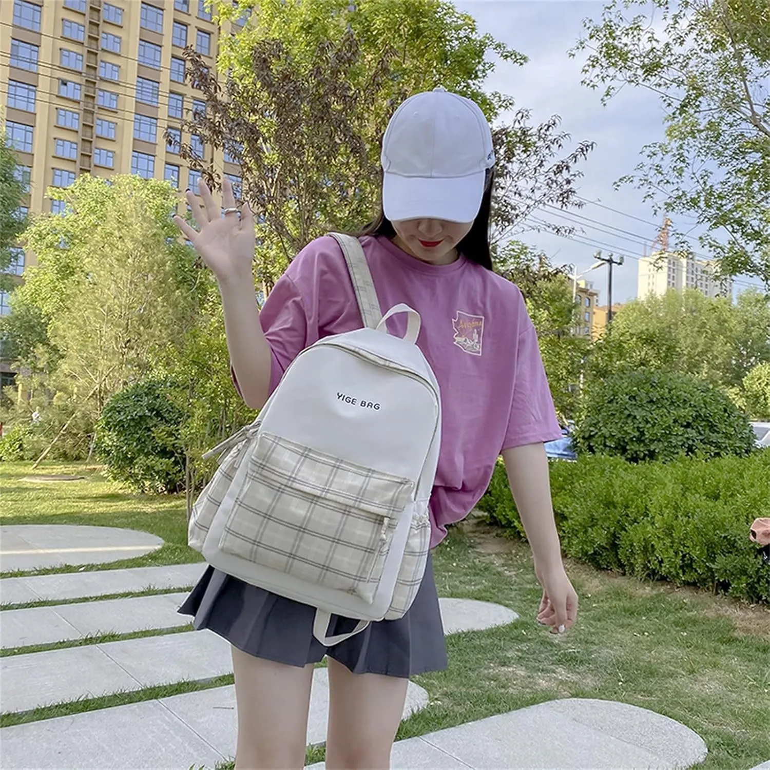 Fashion Cute Womens Backpack Casual Messenger Crossbody Bags Versatile Bags Anti Theft Crossbody Bags for Women(Beige)