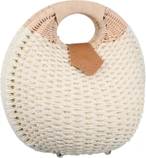 Fashionable Rattan Handbag Stylish White Shell Shaped Storage Purse for Women for Beach Parties Shopping Daily Use Safely Holds Wallet Phone More