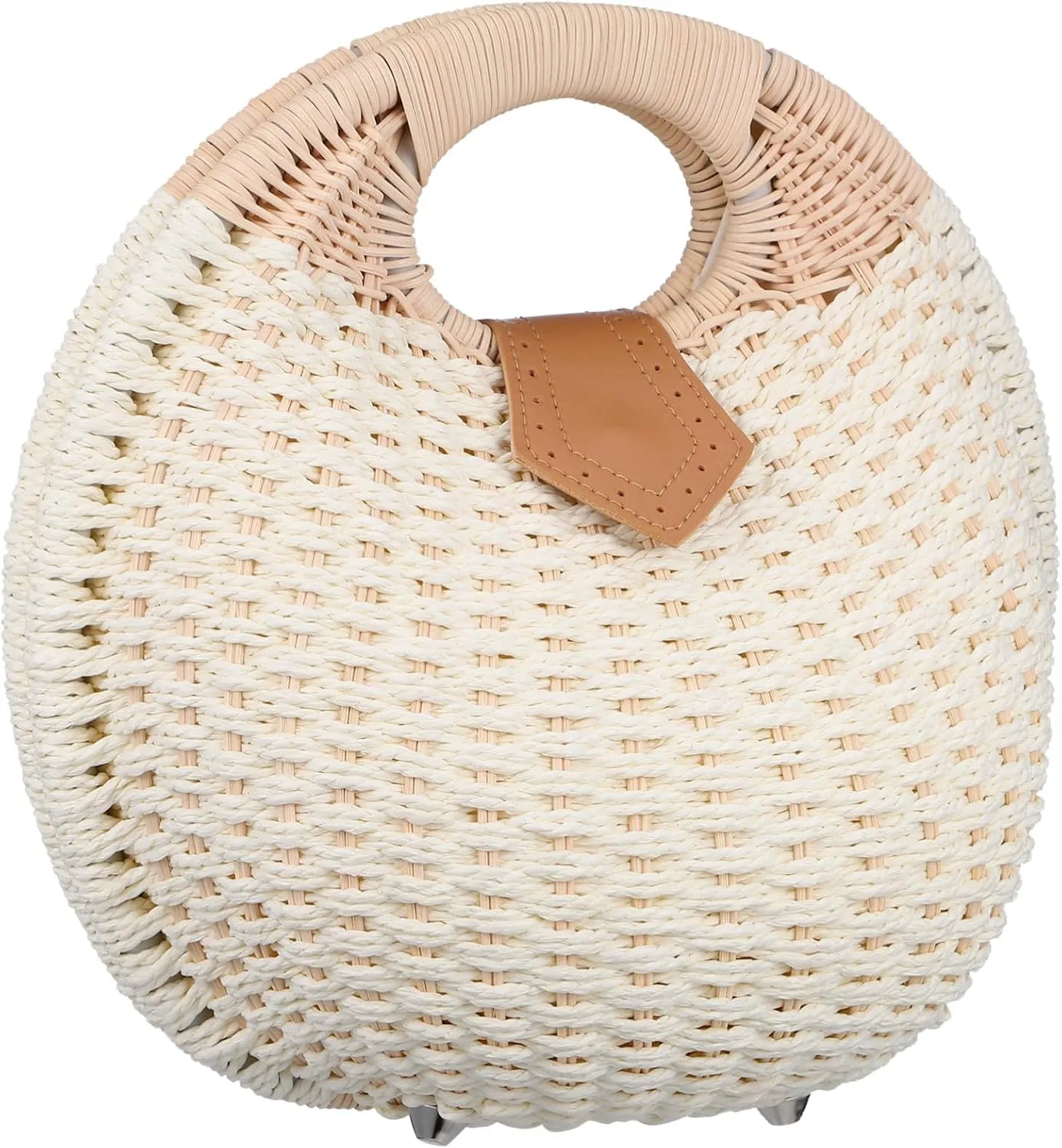 Fashionable Rattan Handbag Stylish White Shell Shaped Storage Purse for Women for Beach Parties Shopping Daily Use Safely Holds Wallet Phone More
