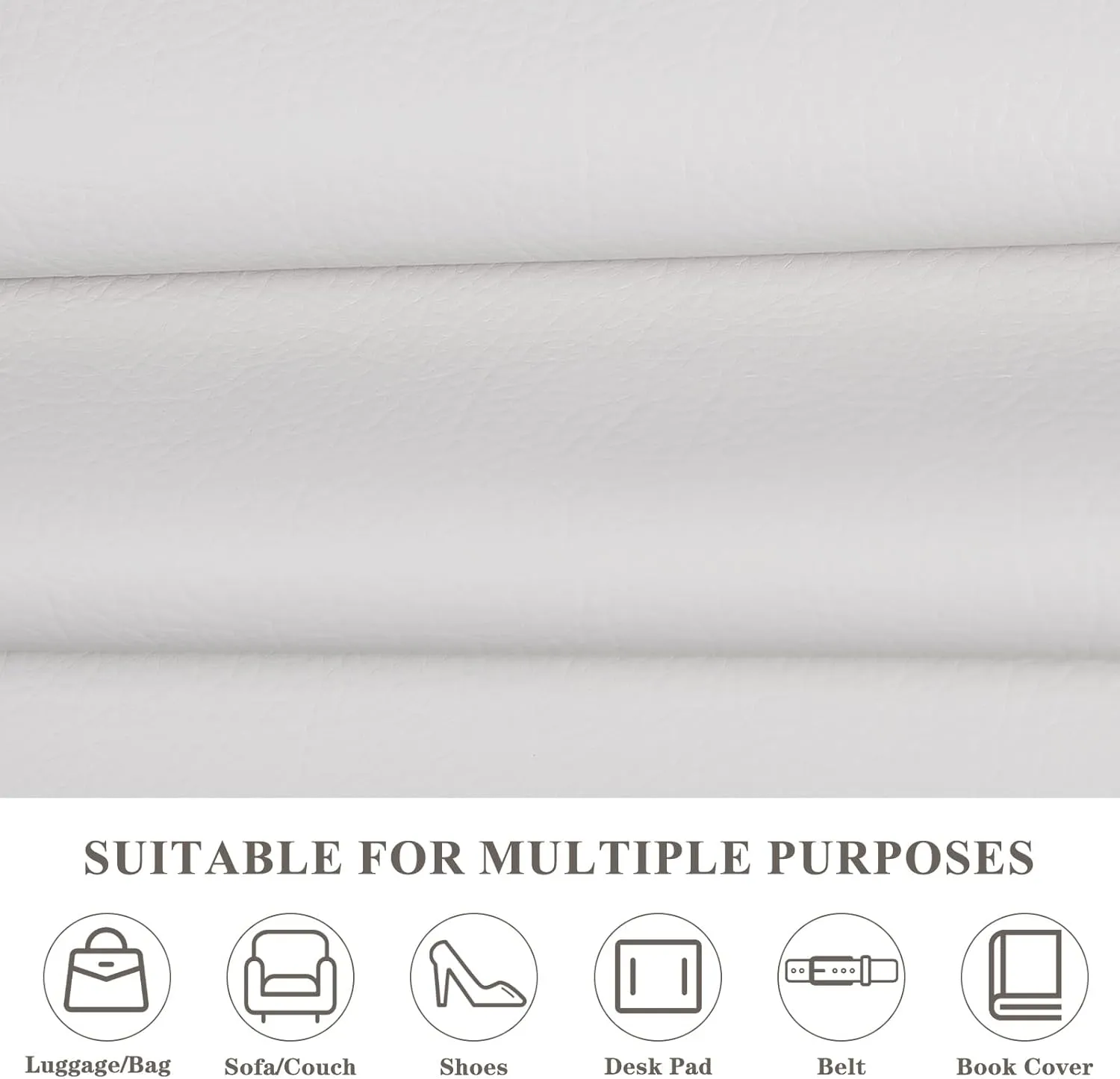 Faux Leather Fabric, 55” Wide Upholstery Fabric by The Yard Marine Vinyl Fabric Outdoor Pu Leather Waterproof Sheets Fabric for Crafts Sewings Sofa Wallets Handbag Earrings Bows 2 Yard White