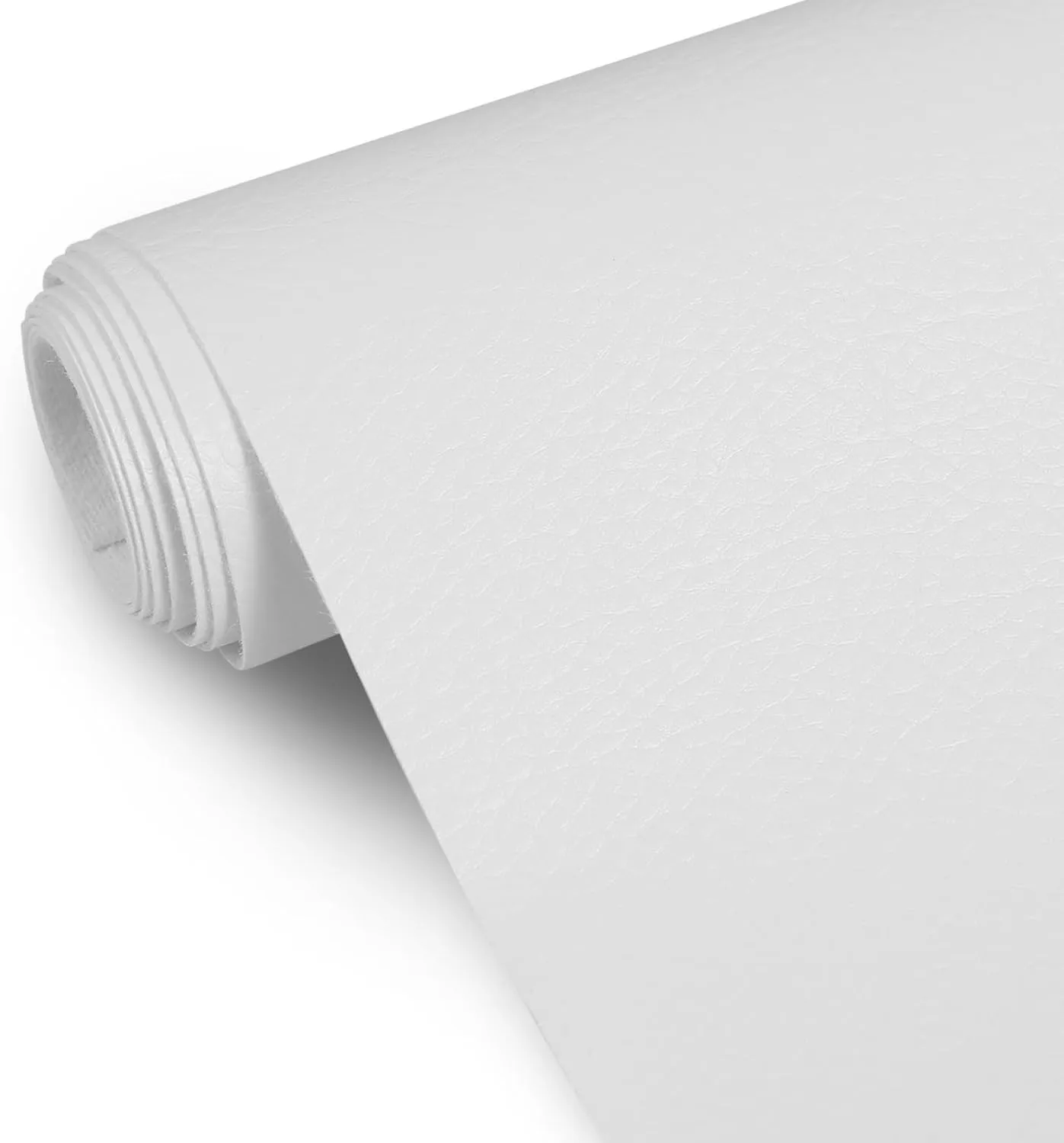 Faux Leather Fabric, 55” Wide Upholstery Fabric by The Yard Marine Vinyl Fabric Outdoor Pu Leather Waterproof Sheets Fabric for Crafts Sewings Sofa Wallets Handbag Earrings Bows 2 Yard White