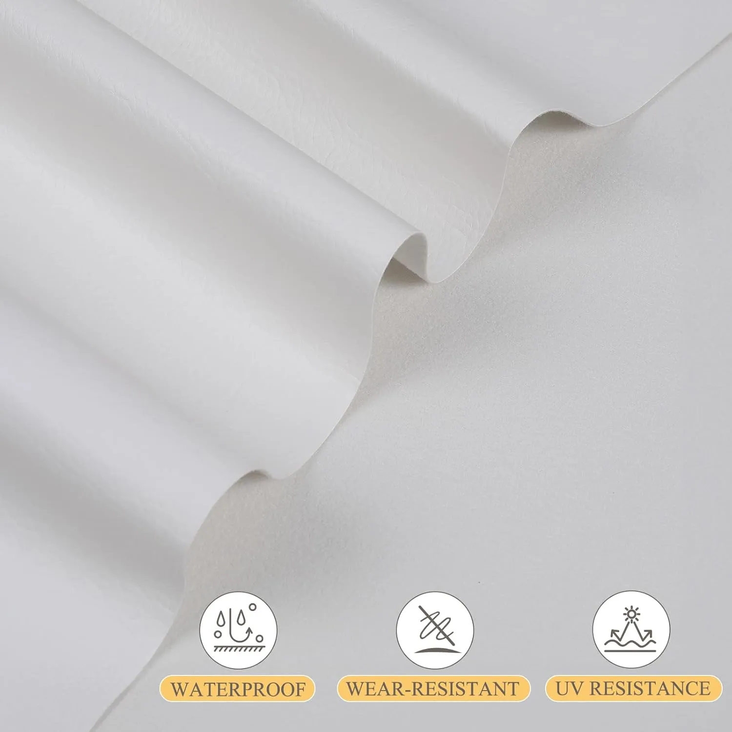 Faux Leather Fabric, 55” Wide Upholstery Fabric by The Yard Marine Vinyl Fabric Outdoor Pu Leather Waterproof Sheets Fabric for Crafts Sewings Sofa Wallets Handbag Earrings Bows 2 Yard White
