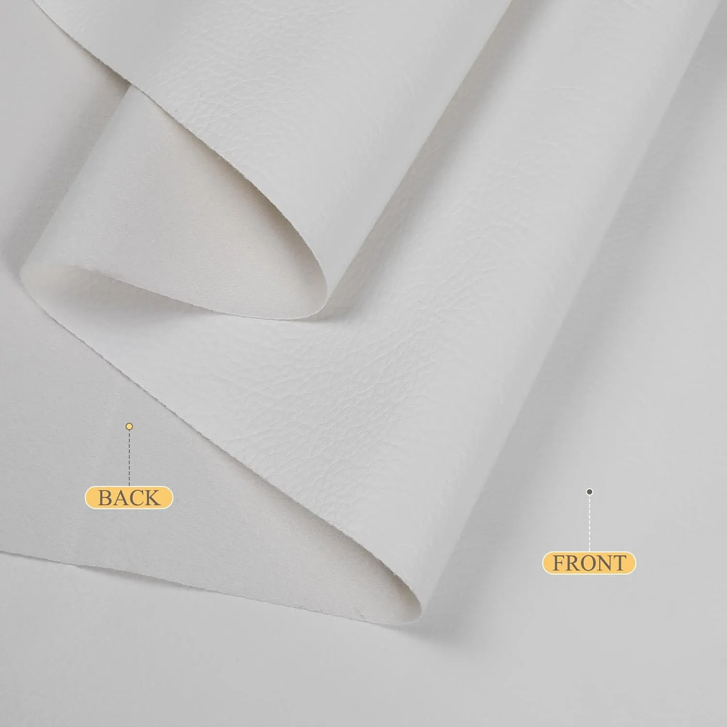 Faux Leather Fabric, 55” Wide Upholstery Fabric by The Yard Marine Vinyl Fabric Outdoor Pu Leather Waterproof Sheets Fabric for Crafts Sewings Sofa Wallets Handbag Earrings Bows 2 Yard White