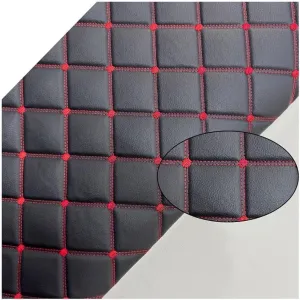 Faux Leather Fabric Leather Diamond Stitch Padded Cushion Linen Wadding Faux Leather Interior Vehicle Upholstery Fabric,Multiple Colors And Sizes(Size:1.6x1m/5.25x3.28ft, Colour: Navy Blue)(Black,1.6x