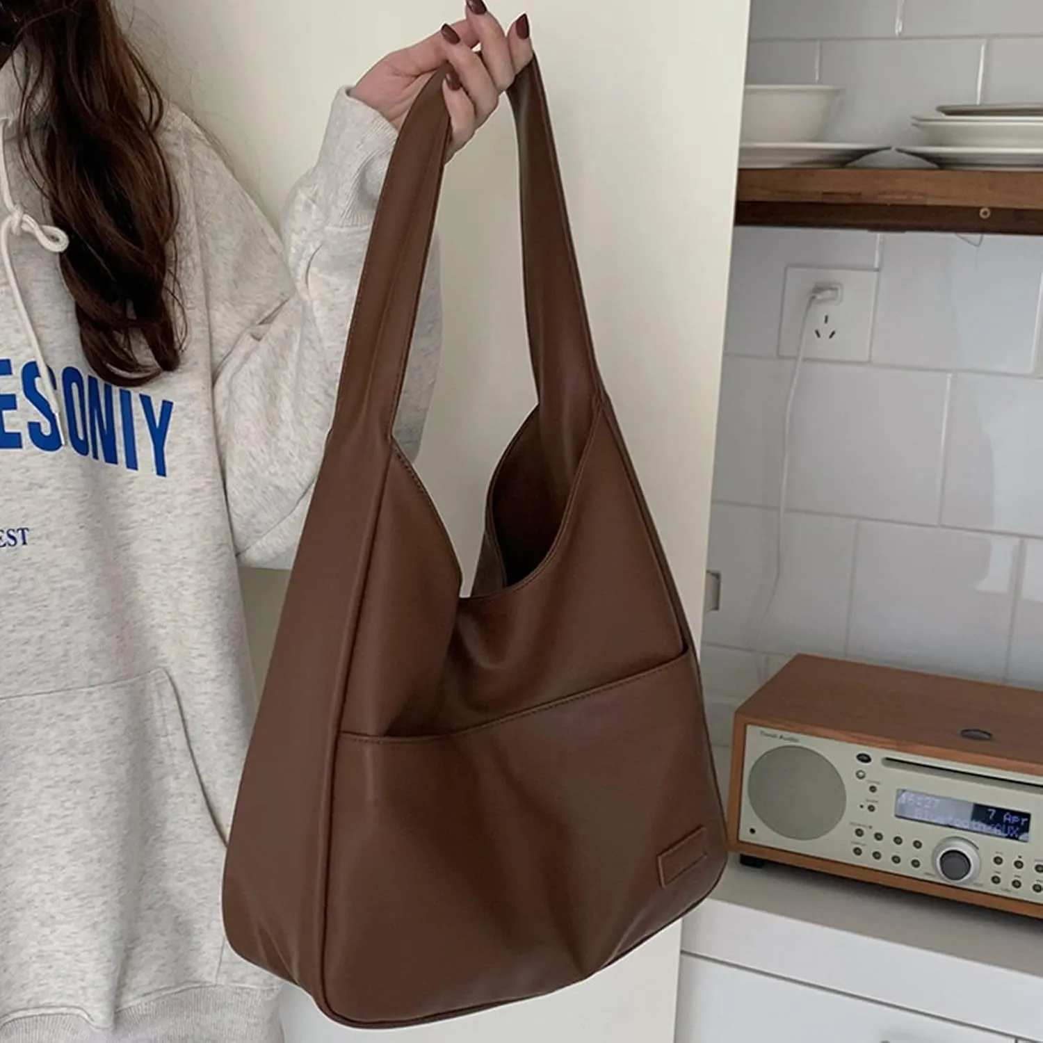 Faux Leather Tote Bag, Shoulder Bag for Women Satchel Handbag Crossbody Soft Women's Hobo Handbags