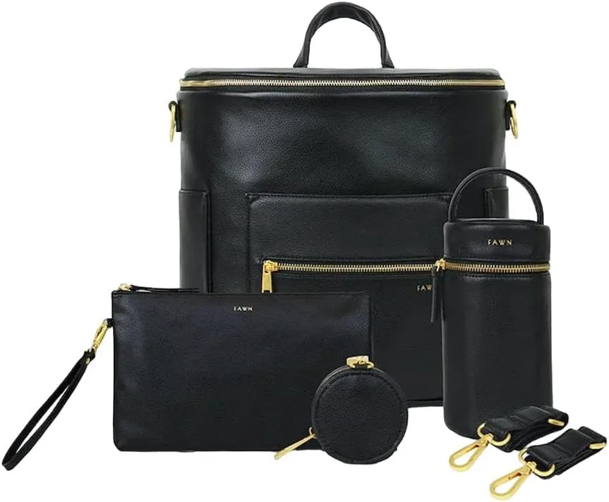 FAWN DESIGN The Original Diaper Bag, Faux Leather Diaper Bag Backpack, Vegan Leather, Large Capacity Baby Bag for Mom
