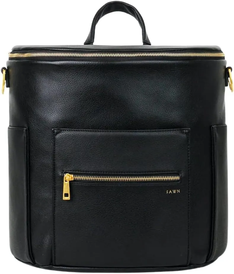 FAWN DESIGN The Original Diaper Bag, Faux Leather Diaper Bag Backpack, Vegan Leather, Large Capacity Baby Bag for Mom