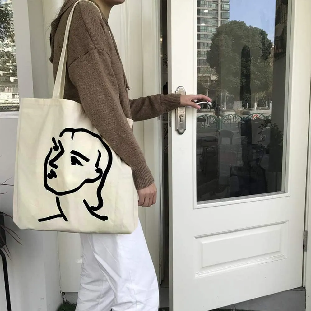 Faylapa 5 Pack Canvas Tote Bags,Heavy Duty Reusable Grocery Shopping Bag 13.6"x 15.3" Blank Cotton Bags for DIY (Beige)