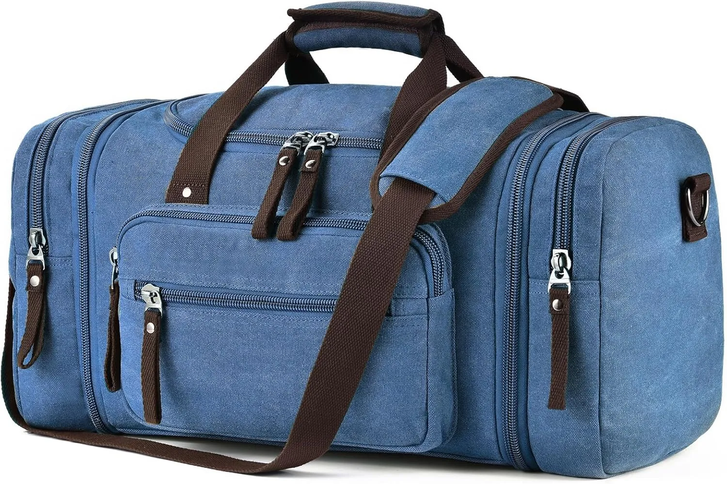 Felipe Varela Duffle Bag for Men, Expandable Canvas Duffel Bag for Travel, Mens Carry On Luggage Bag Traveling Weekender Gym Overnight Bags for Airplanes, Blue
