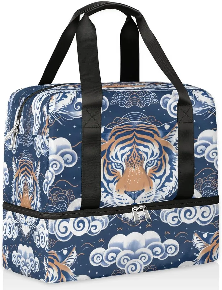 Fierce Tiger Print Travel Duffel Bag Dry Wet Separated Sports Tote Travel Duffle Bag Gym Workout Bag Women Travel Duffel Bag for Women, Travel, Gym, Work