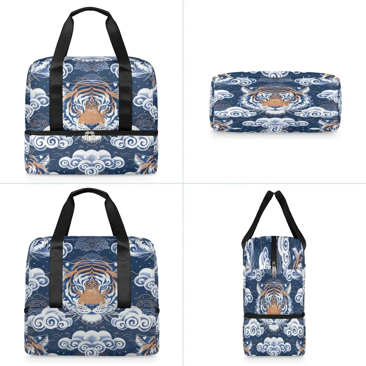 Fierce Tiger Print Travel Duffel Bag Dry Wet Separated Sports Tote Travel Duffle Bag Gym Workout Bag Women Travel Duffel Bag for Women, Travel, Gym, Work