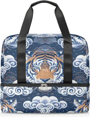 Fierce Tiger Print Travel Duffel Bag Dry Wet Separated Sports Tote Travel Duffle Bag Gym Workout Bag Women Travel Duffel Bag for Women, Travel, Gym, Work