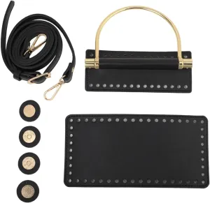 Fiocias DIY PU Leather Crochet Bag Carry Handle for Shoulder Tote Bag Wife Handbag Tote, Black