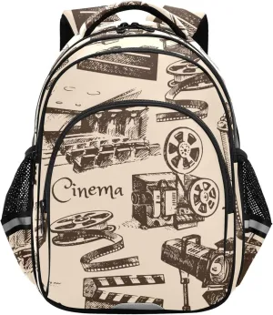 Fisyme Movie Film Cinema Backpack Laptop Back Pack Daycare Bag Bookbag Travel School Backpacks Medium