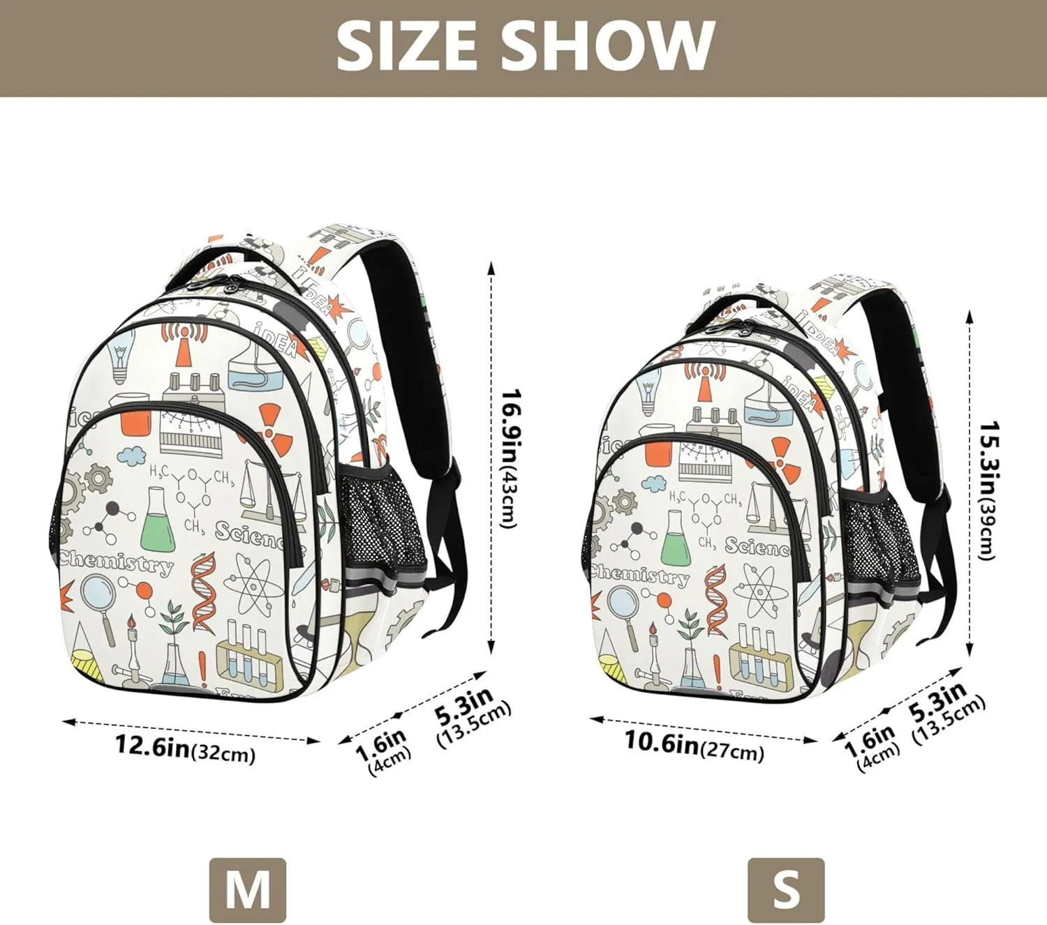 Fisyme Science Physical Chemical Backpack Laptop Back Pack Daycare Bag Bookbag Travel School Backpacks Small