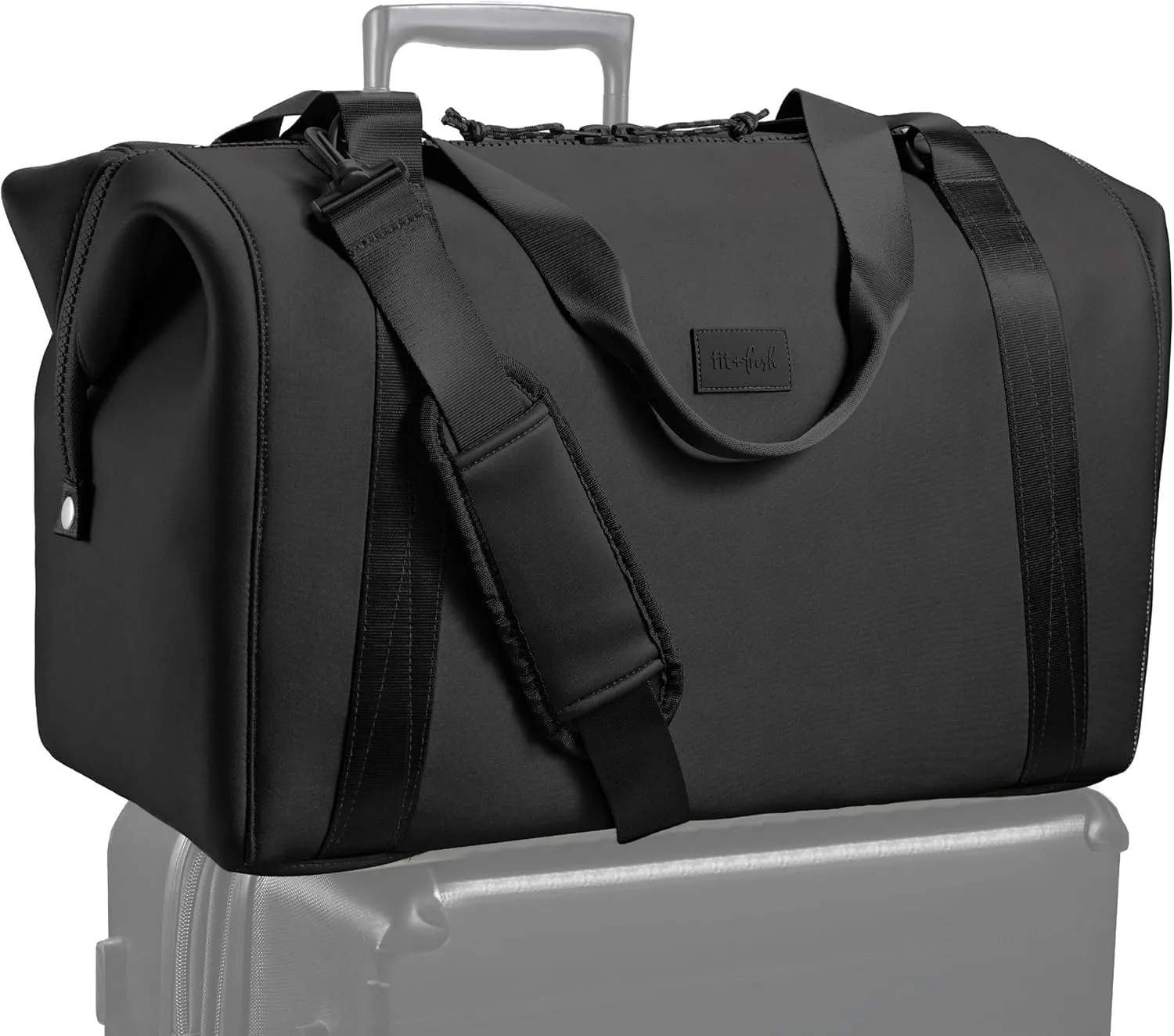Fit & Fresh Premium Neoprene Weekender Bag With Trolley Sleeve - Large Overnight, Carry-on, Duffel, Gym, and Hospital Bag for Labor & Delivery