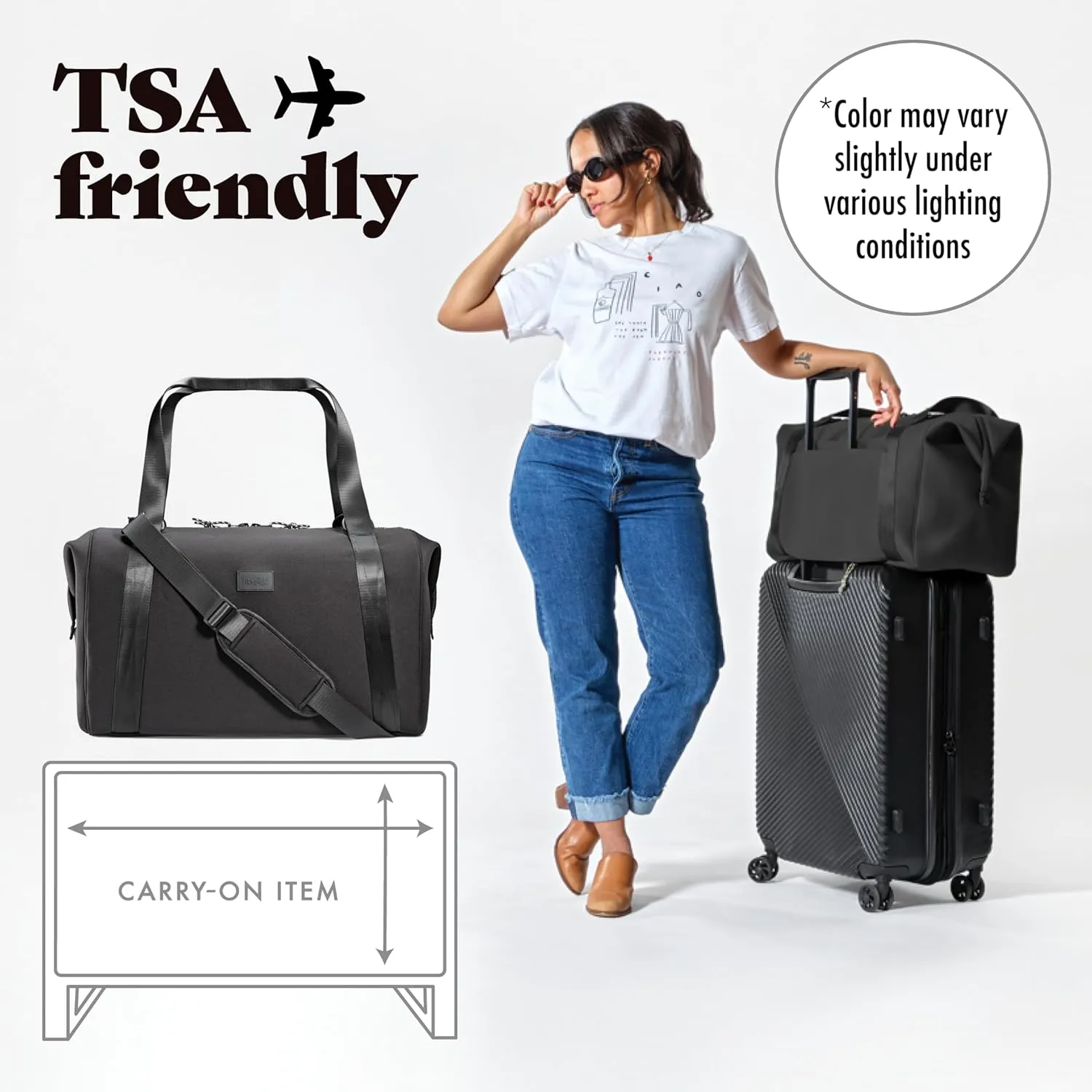 Fit & Fresh Premium Neoprene Weekender Bag With Trolley Sleeve - Large Overnight, Carry-on, Duffel, Gym, and Hospital Bag for Labor & Delivery