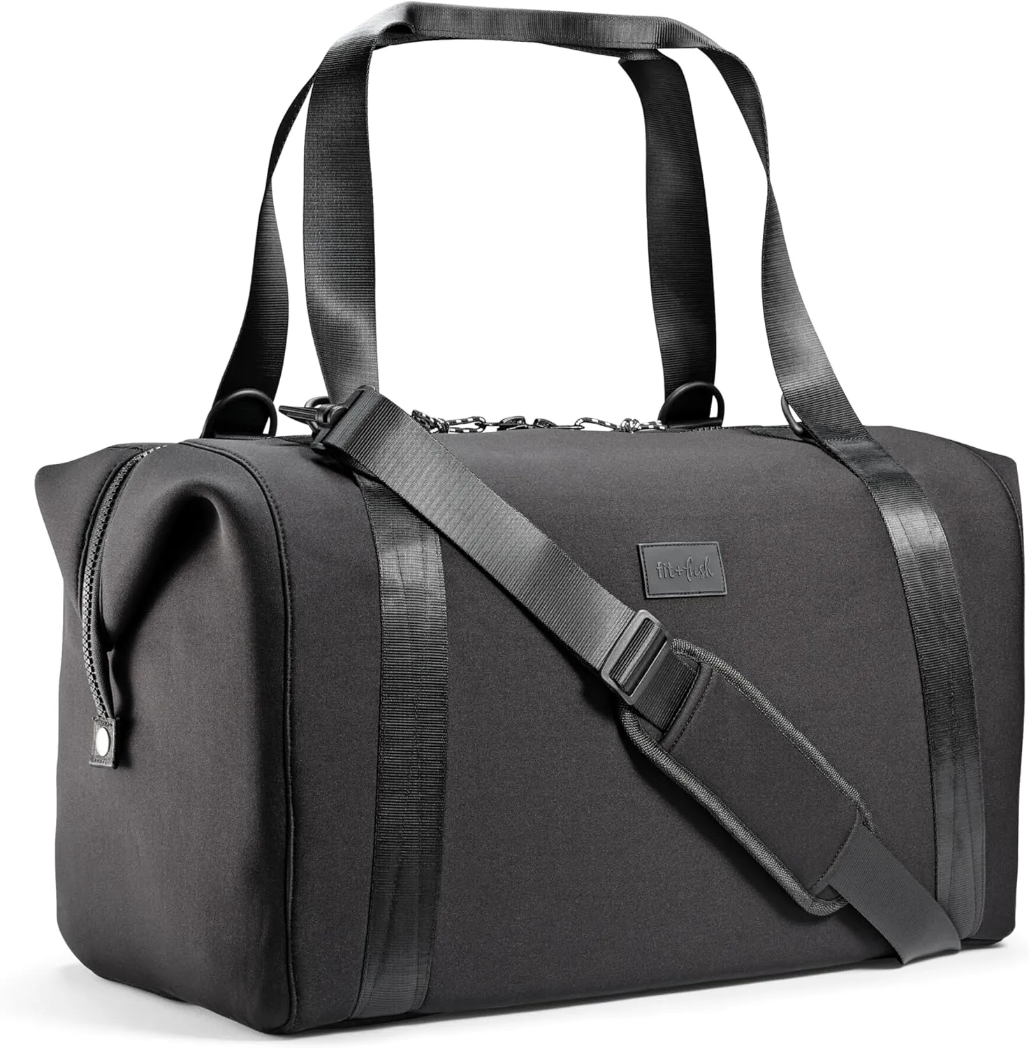 Fit & Fresh Premium Neoprene Weekender Bag With Trolley Sleeve - Large Overnight, Carry-on, Duffel, Gym, and Hospital Bag for Labor & Delivery