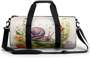 Fitness Bag, Lovely Snail Print Reusable Gym Bag Sports Travel Fitness Bag Essentials Gym Bag with Shoe Compartment, 17.7in/9in/9in, style