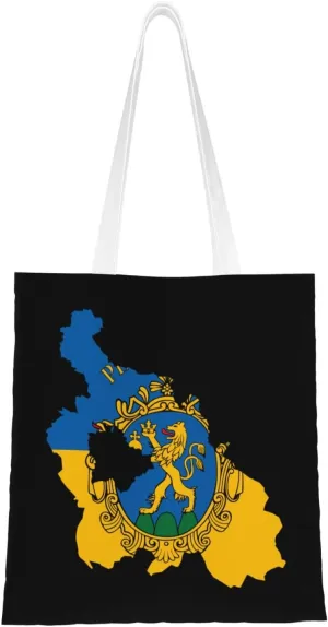Flag Map of Pest County Tote Bag for Women Canvas Shopping Bags Reusable Large Capacity Casual Shoulder Handbags Grocery Bags DIY Gift Bags