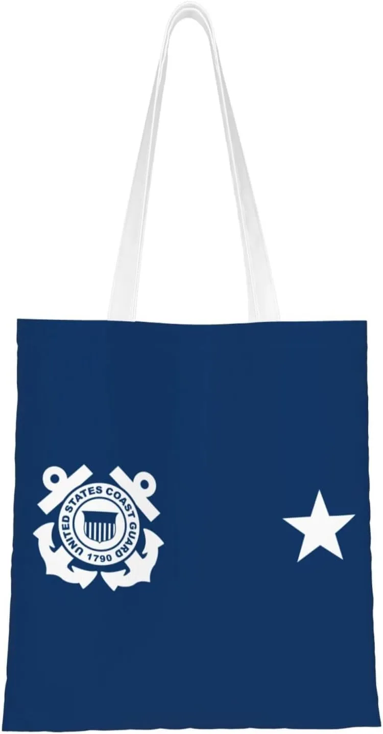Flag of a United States Coast Guard rear admiral (lower half) Tote Bag for Women Canvas Shopping Bags Reusable Large Capacity Casual Shoulder Handbags Grocery Bags DIY Gift Bags