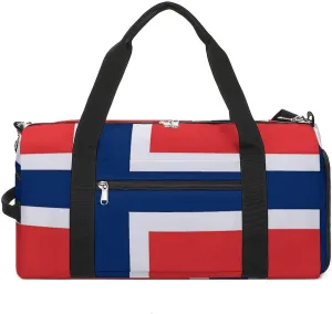 Flag of Norway Gym Bag for Men Women Travel Duffle Bags with Shoes Compartment Swim Dance Yoga