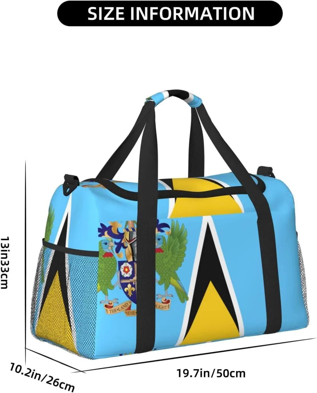 Flag Of Saint Lucia Travel Duffel Bag Large Foldable Waterproof Overnight Bag For Beach Swim Bags Pool Sports Gym